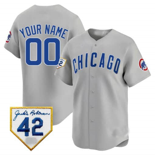 Custom Chicago Cubs 2024 Jackie Robinson Patch Vapor Premier Limited V2¨C All Stitched Baseball Jersey baseball jersey product view 2