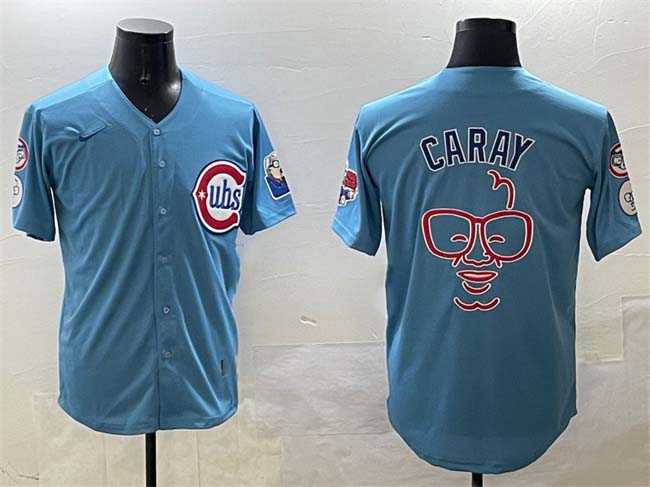 Chicago Cubs Blue Harry Caray 'Holy Cow' Patch 2024-25 2nd Alternate Limited Stitched Baseball Jersey baseball jersey product view 1