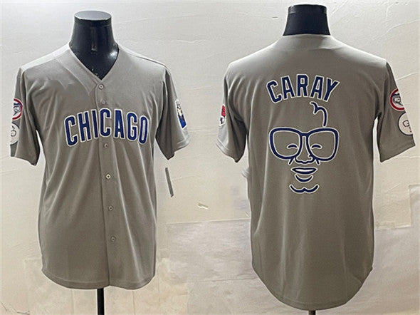 Chicago Cubs Gray Harry Caray Holy Cow Patch Limited Stitched Baseball Jersey baseball jersey product view 1