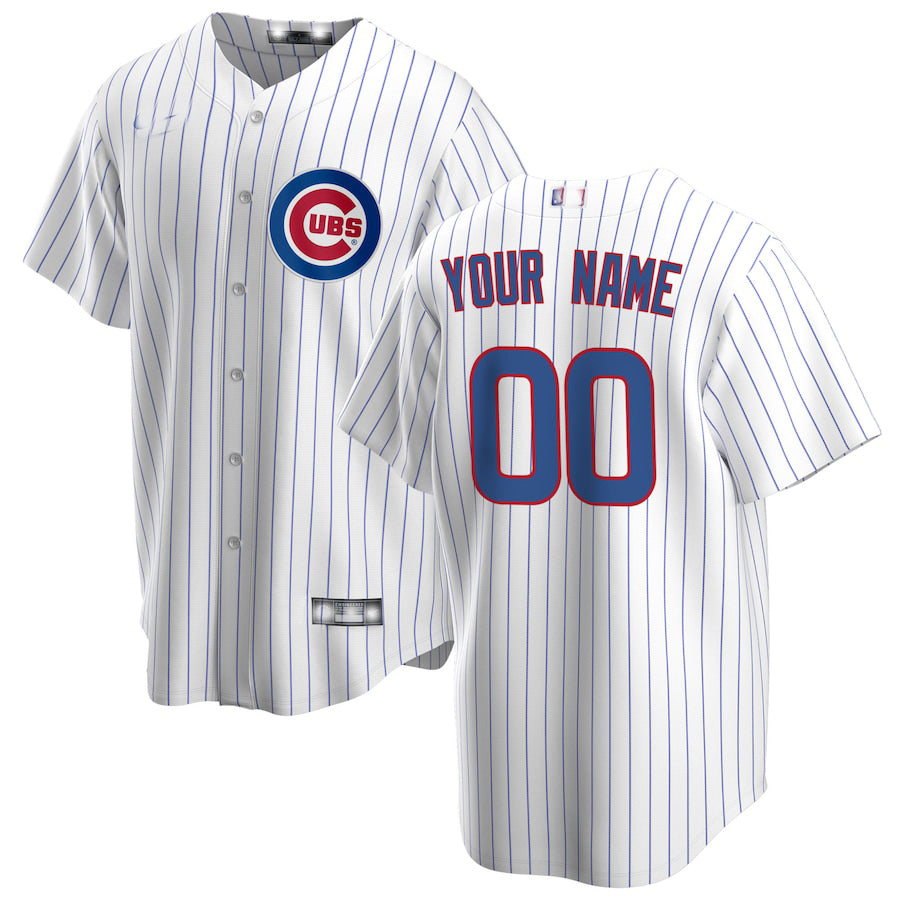 Custom Chicago Cubs White Home Replica Custom Jersey Baseball Jerseys baseball jersey product view 1
