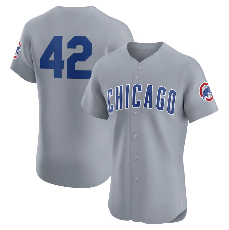 Chicago Cubs Road 2024 Jackie Robinson Day Elite Jersey - Gray Stitched Baseball Jersey baseball jersey product view 1