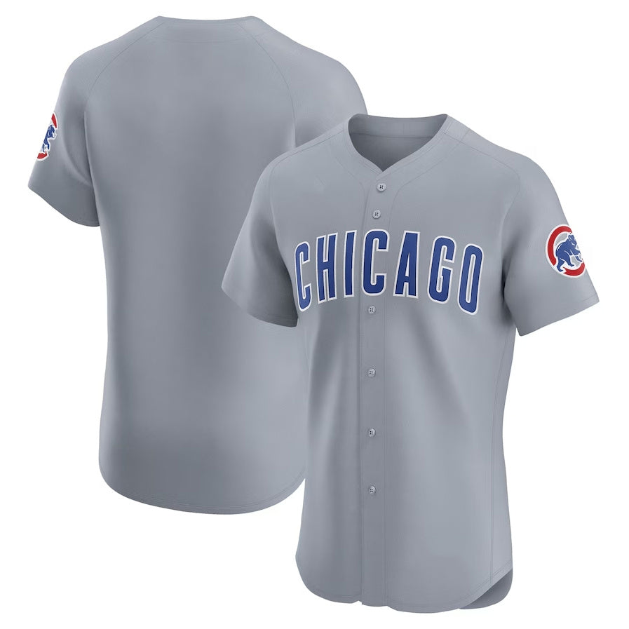 Chicago Cubs Road Vapor Premier Elite Patch Jersey - Gray Stitched Baseball Jersey baseball jersey product view 1