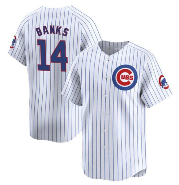 Chicago Cubs #14 Ernie Banks White Cool Base Stitched Baseball Jersey baseball jersey product view 1