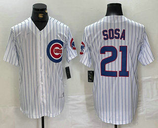 Chicago Cubs #21 Sammy Sosa White With Patch Cool Base Stitched Baseball Jersey baseball jersey product view 1