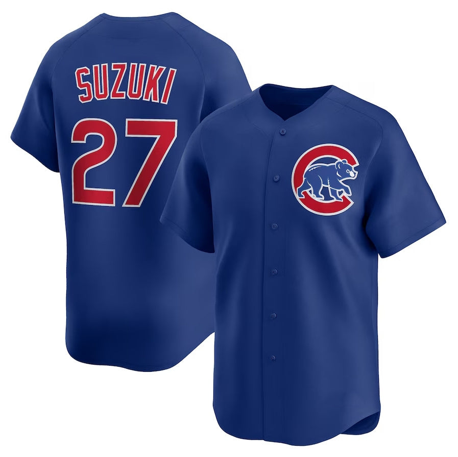 Chicago Cubs #27 Seiya Suzuki Alternate Limited Jersey - Royal Stitched Baseball Jersey baseball jersey product view 1