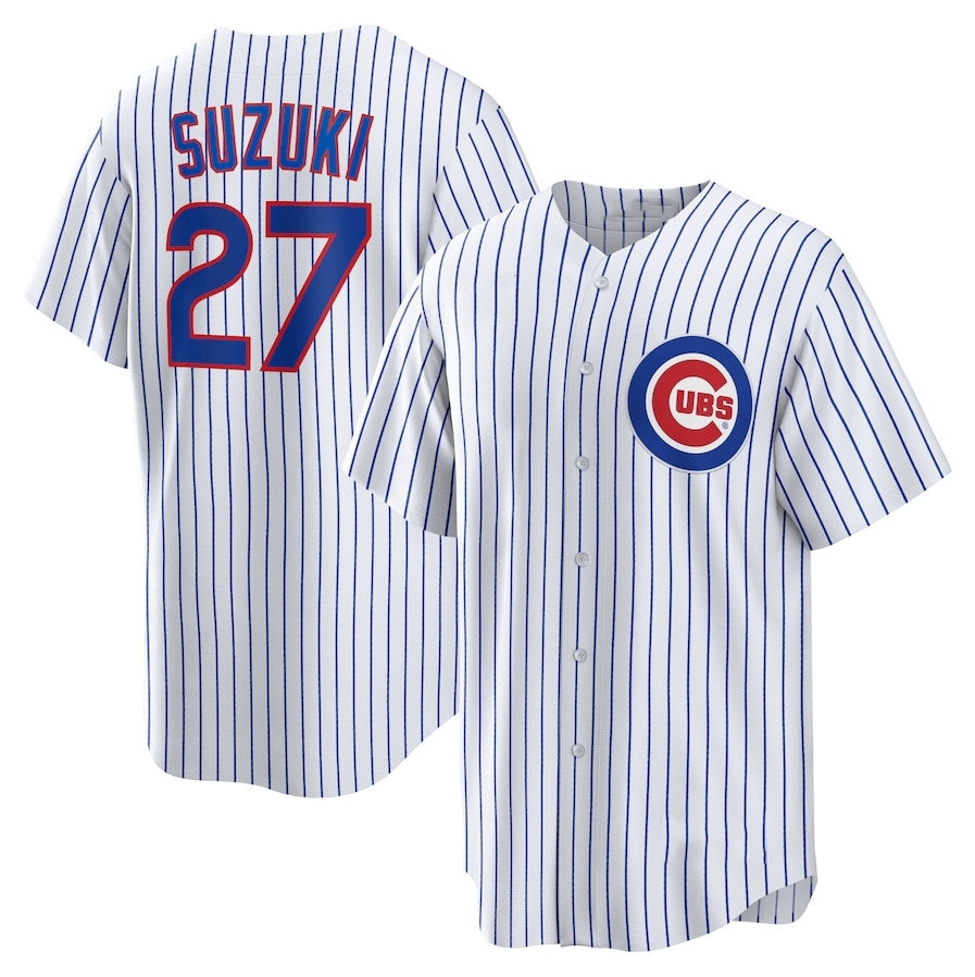 Chicago Cubs #27 Seiya Suzuki Home Replica Jersey - White Stitched Baseball Jersey baseball jersey product view 1