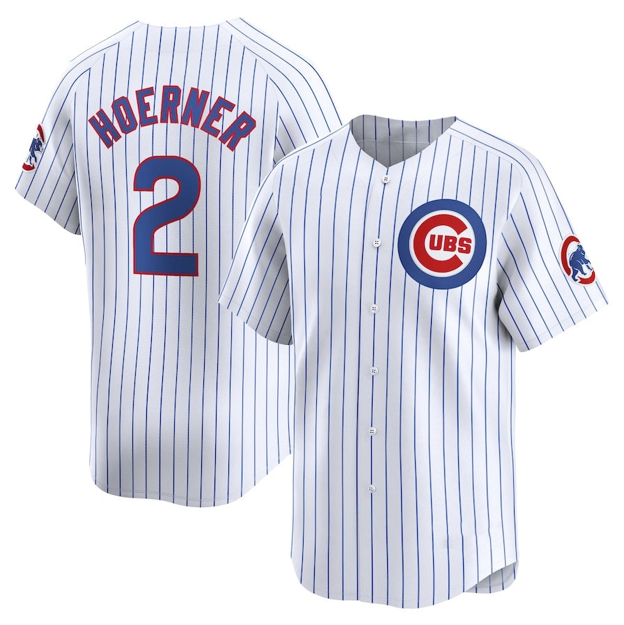 Chicago Cubs #2 Nico Hoerner Home Limited Player Jersey - White Stitched Baseball Jersey baseball jersey product view 1