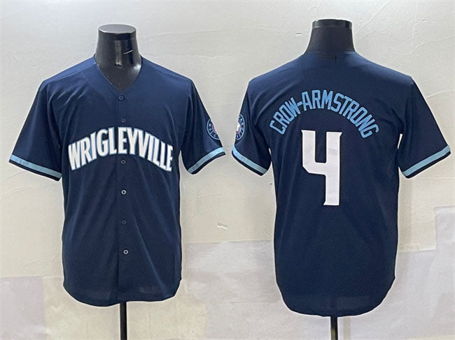 Chicago Cubs #4 Pete Crow-Armstrong Navy City Connect Stitched Baseball Jersey baseball jersey product view 1