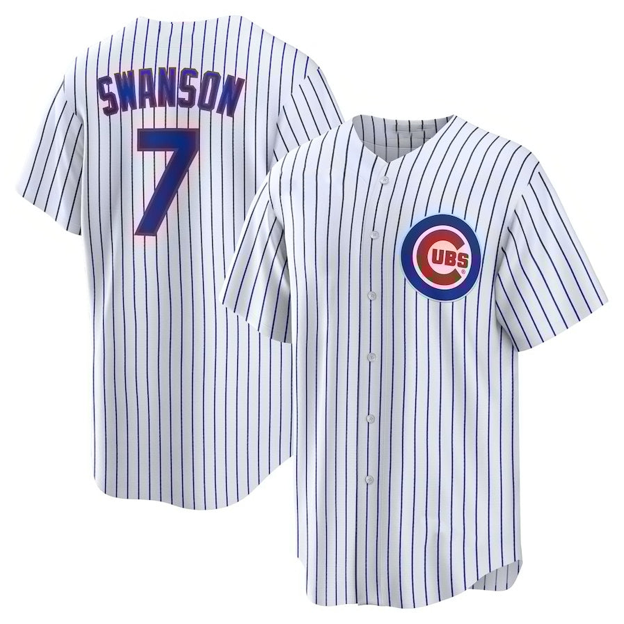 Chicago Cubs #7 Dansby Swanson Replica Player Jersey - White Stitched Baseball Jersey baseball jersey product view 1