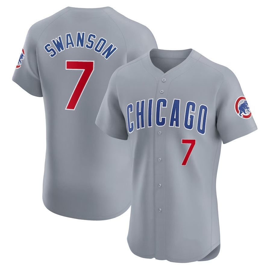 Chicago Cubs #7 Dansby Swanson Road Elite Player Jersey - Gray Stitched Baseball Jersey baseball jersey product view 1
