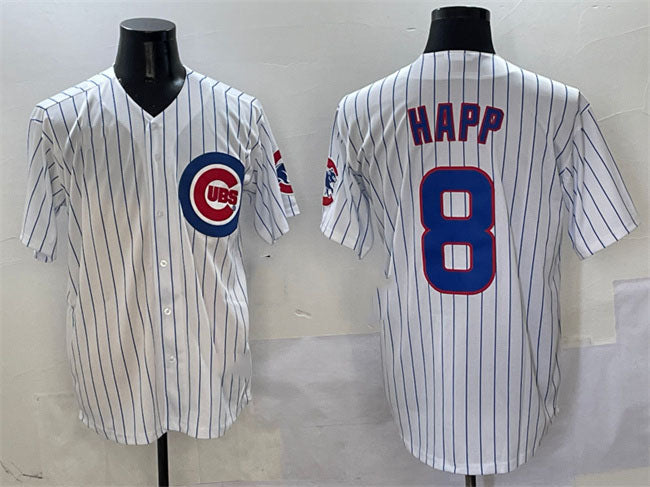 Chicago Cubs #8 Ian Happ White Cool Base Stitched Baseball Jersey baseball jersey product view 1