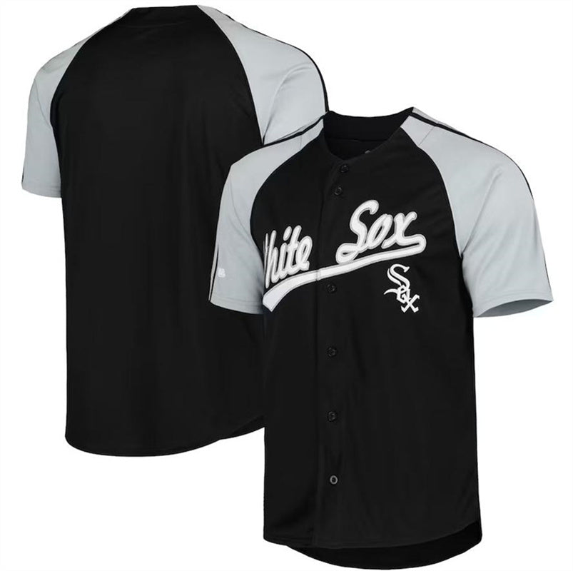 Chicago White Sox Black Stitches Button-Down Raglan Fashion Jersey Baseball Jerseys baseball jersey product view 1
