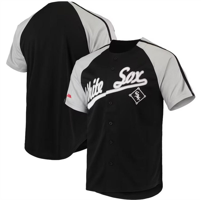 Chicago White Sox Black Stitches Button-Down Raglan Replica Jersey Baseball Jerseys baseball jersey product view 1