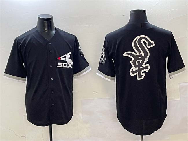 Chicago White Sox Black Team Big Logo Cool Base Stitched Baseball Jersey baseball jersey product view 1