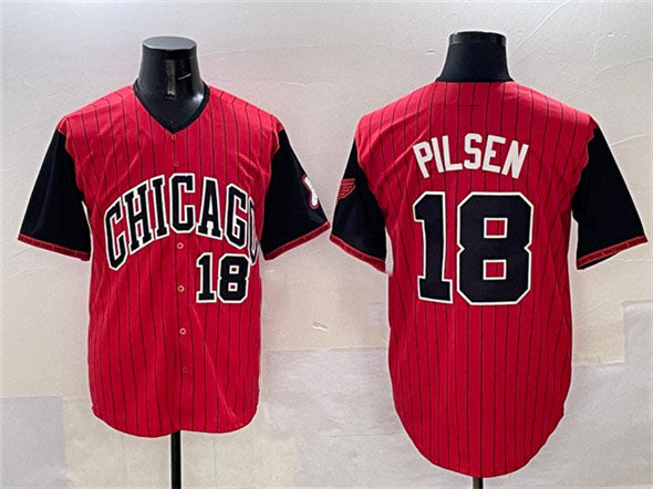 Chicago White Sox #18 Pilsen Red Black 2025 City Connect Limited Stitched Baseball Jersey baseball jersey product view 1