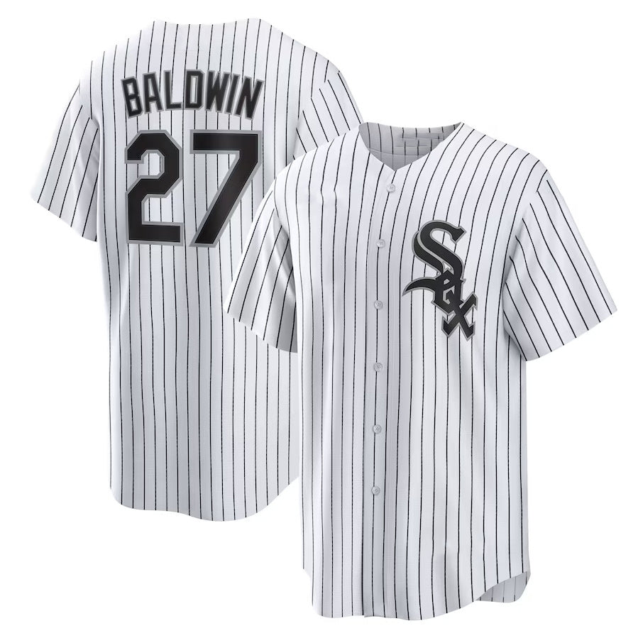 Chicago White Sox #27 Brooks Baldwin Home Replica Jersey - White Stitched Baseball Jersey baseball jersey product view 1