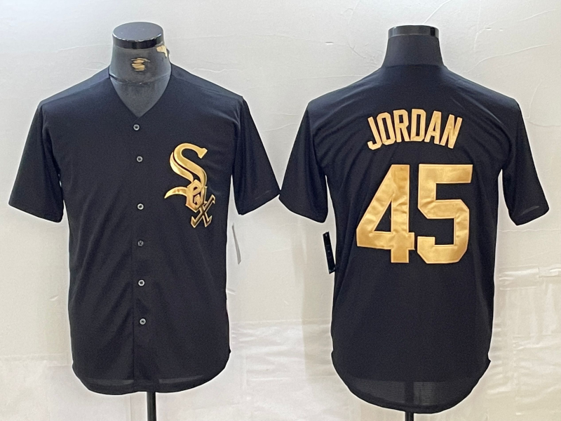 Chicago White Sox #45 Michael Jordan Black Gold Cool Base Stitched Baseball Jersey baseball jersey product view 1
