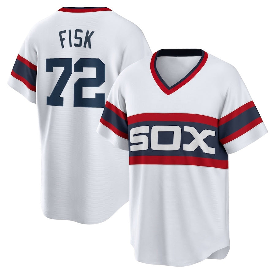 Chicago White Sox #72 Carlton Fisk Home Cooperstown Collection Team Player Jersey - White Stitched Baseball Jersey baseball jersey product view 1