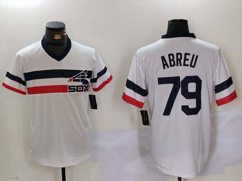 Chicago White Sox #79 Jose Abreu White NEW Throwback Cool Base Baseball Jerseys baseball jersey product view 1