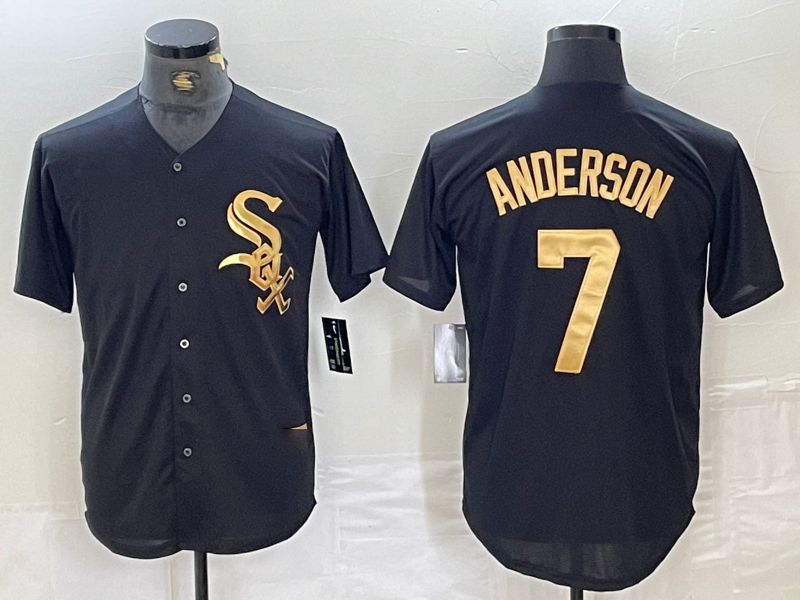 Chicago White Sox #7 Tim Anderson Black Gold Cool Base Stitched Baseball Jersey baseball jersey product view 1