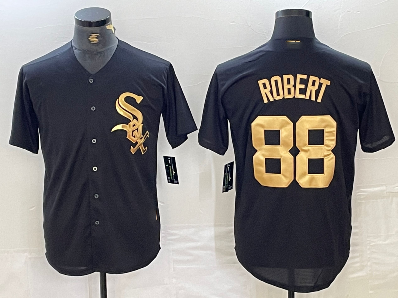 Chicago White Sox #88 Luis Robert Black Gold Cool Base Stitched Baseball Jersey baseball jersey product view 1