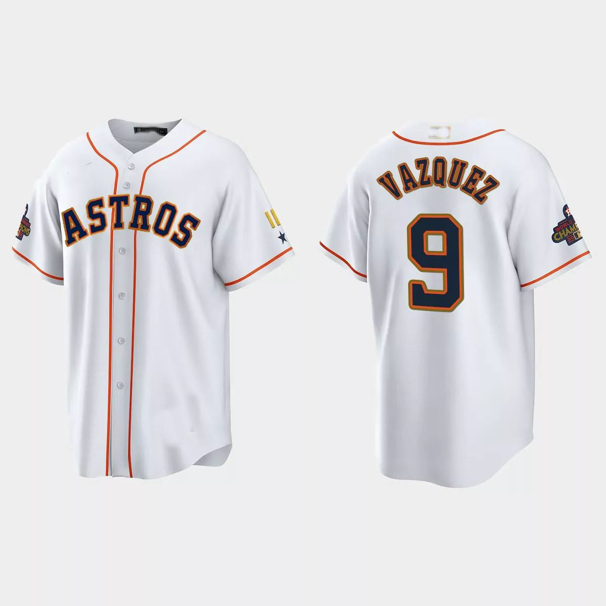 #9 Christian Vazquez Houston Astros 2023 Gold Program Jersey ¨C White Stitches Baseball Jerseys baseball jersey product view 1