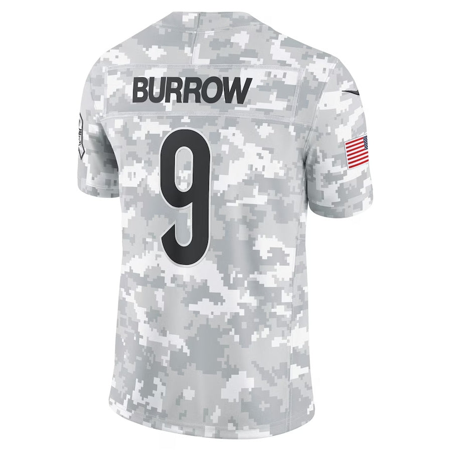 C.Bengals #9 Joe Burrow Player Arctic Camo Salute to Service Limited Stitched American Football Jerseys football jersey product view 1