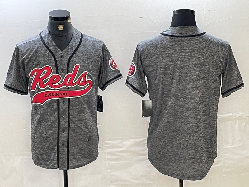 Cincinnati Reds Blank Grey Gridiron Cool Base Stitched Baseball Jersey baseball jersey product view 1
