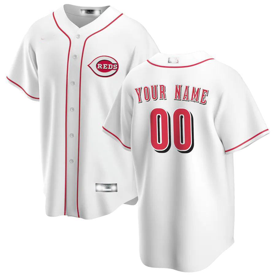 Custom Cincinnati Reds White Home Replica Custom Jersey Baseball Jerseys baseball jersey product view 1