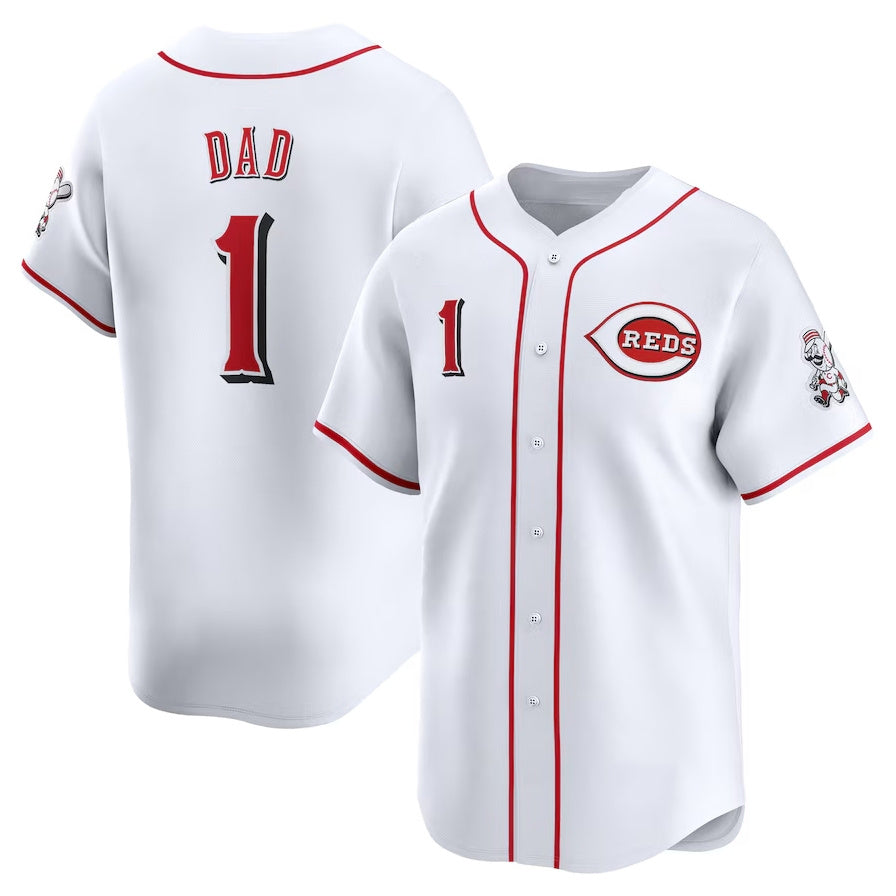 Cincinnati Reds #1 Dad Home Limited Jersey - White Stitched Baseball Jerseys baseball jersey product view 1