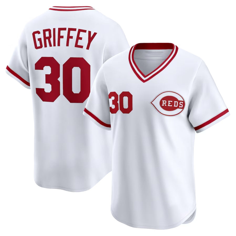 Cincinnati Reds #30 Ken Griffey Throwback Cooperstown Collection Limited Jersey - White Stitched Baseball Jerseys baseball jersey product view 1