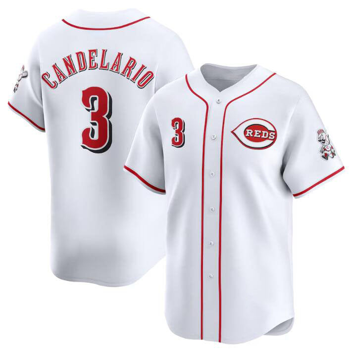 Cincinnati Reds #3 Jeimer Candelario White Home Limited Stitched Baseball Jersey baseball jersey product view 1