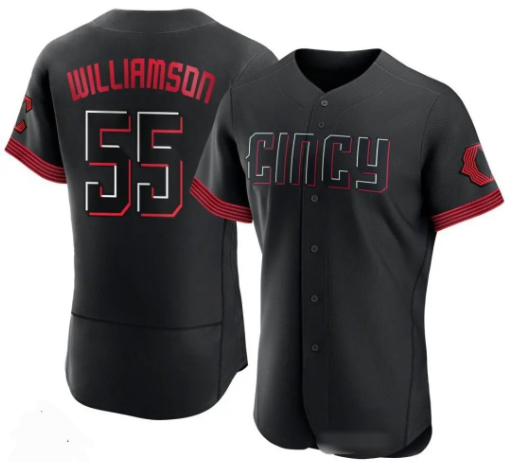 Cincinnati Reds #55 Brandon Williamson Black 2023 City Connect Cool Base Stitched Baseball Jerseys baseball jersey product view 1