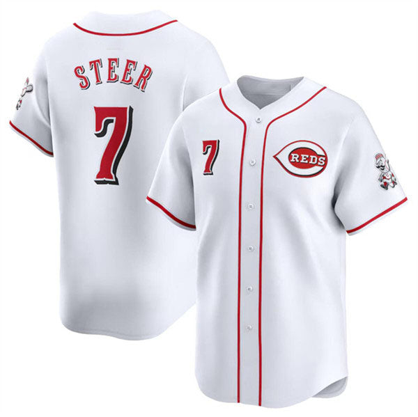 Cincinnati Reds #7 Spencer Steer White Home Limited Stitched Baseball Jersey baseball jersey product view 1
