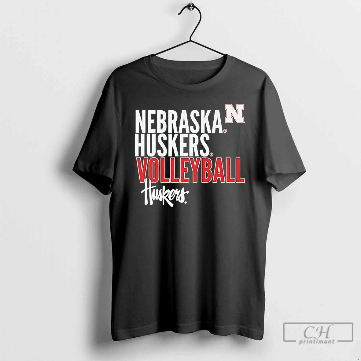 Classic Nebraska Huskers Volleyball Huskerstext Logo - Adult & Kids T-Shirts, Sweatshirts & Hoodies apparel design preview 1