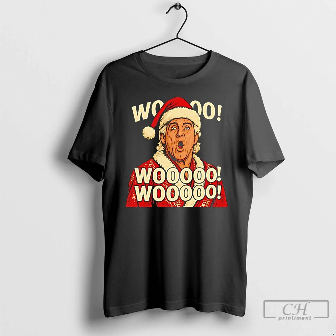 Classic Ric Flair Santa Wooooo Christmas - Adult & Kids T-Shirts, Sweatshirts & Hoodies apparel design preview 1