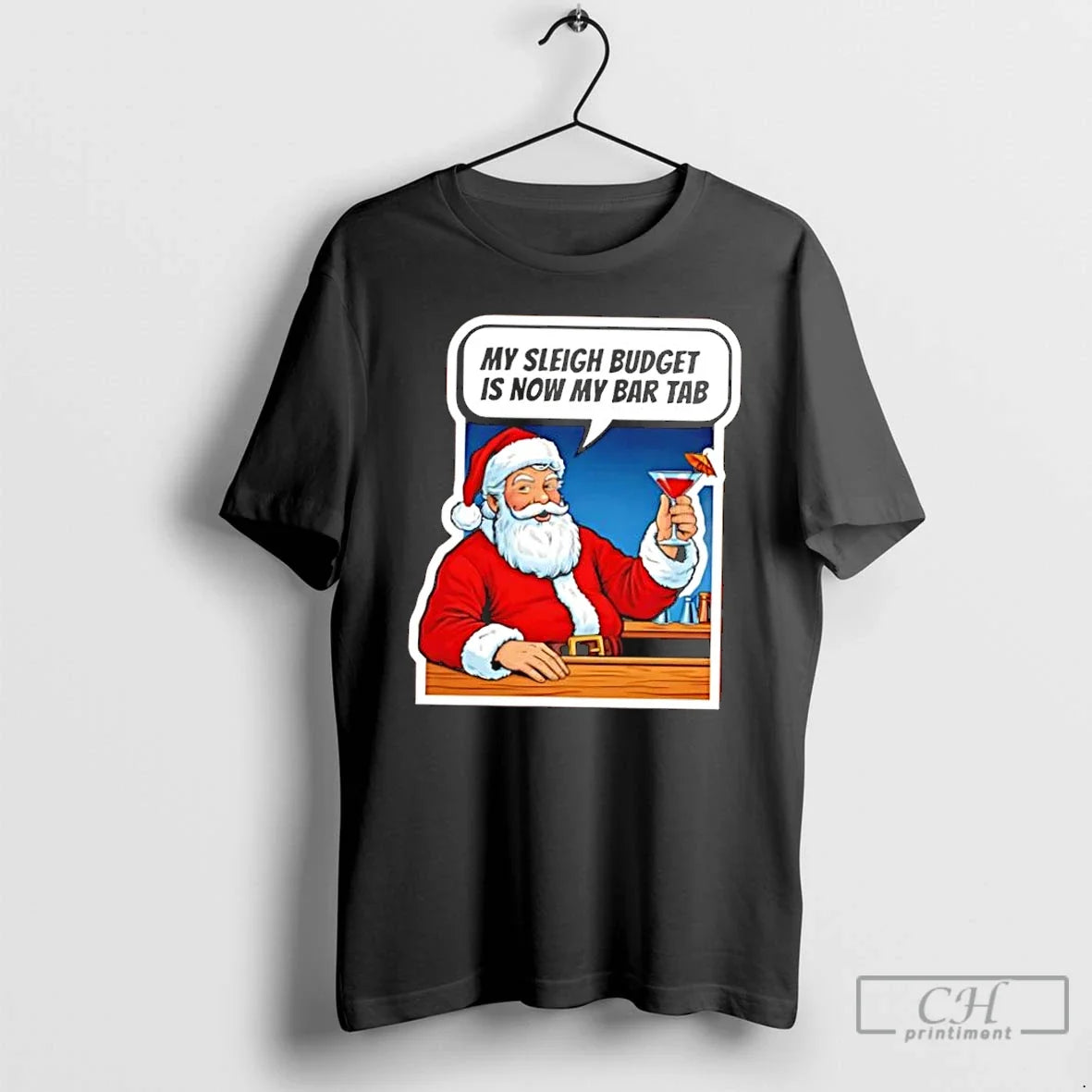 Classic Santa Claus My Sleigh Budget Is Now Bar Tab - Adult & Kids T-Shirts, Sweatshirts & Hoodies apparel design preview 1