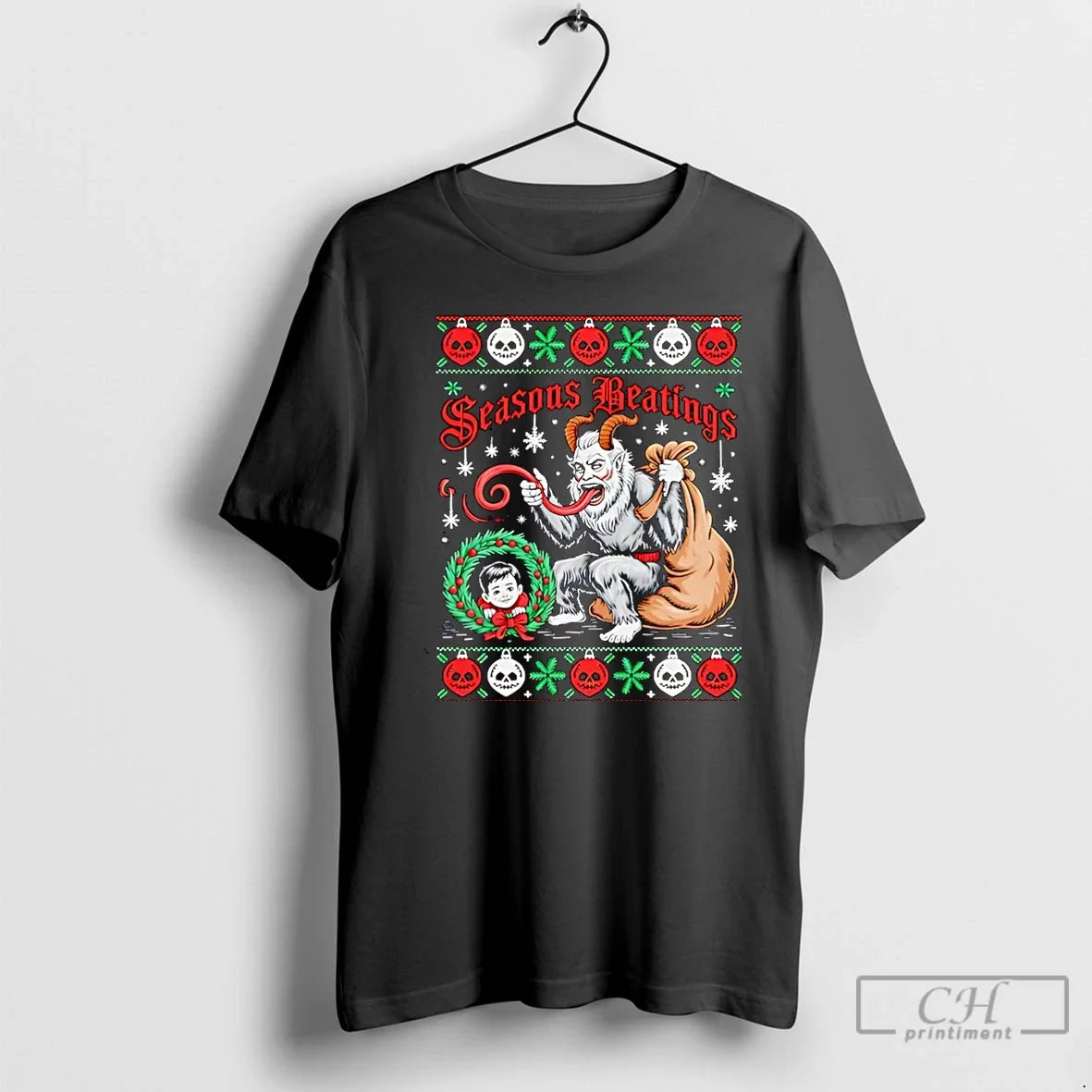 Classic Seasons Beatings Krampus Christmas - Adult & Kids T-Shirts, Sweatshirts & Hoodies apparel design preview 1