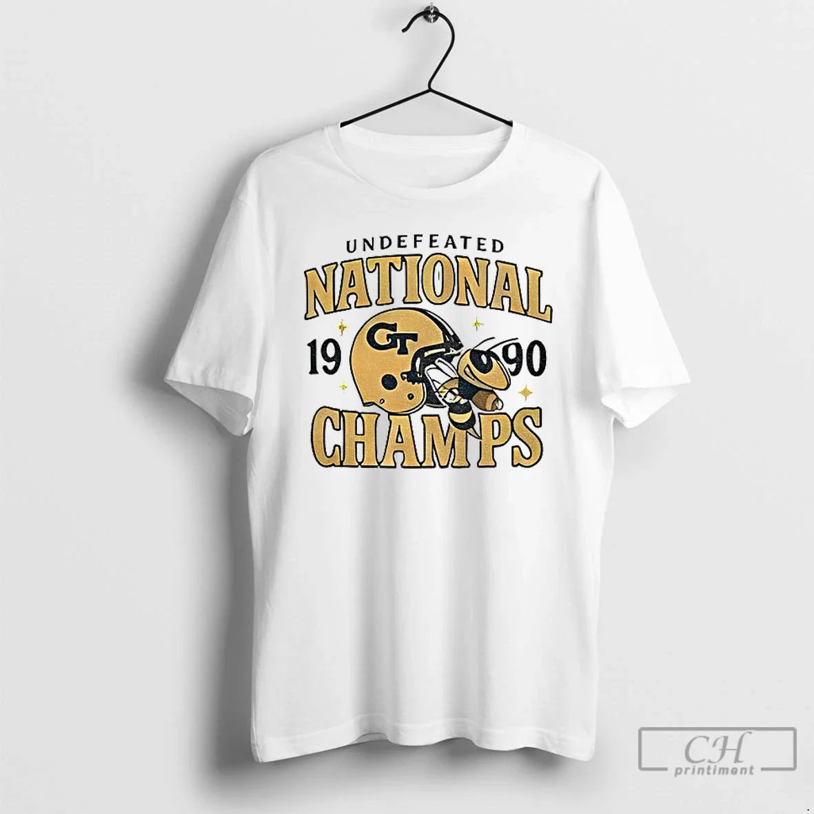 Classic Vintage Georgia Tech 1990 Undefeated National - Adult & Kids T-Shirts, Sweatshirts & Hoodies apparel design preview 1