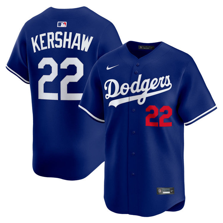 Clayton Kershaw Los Angeles Dodgers Alternate Royal Limited Jersey - Royal baseball jersey product view 1