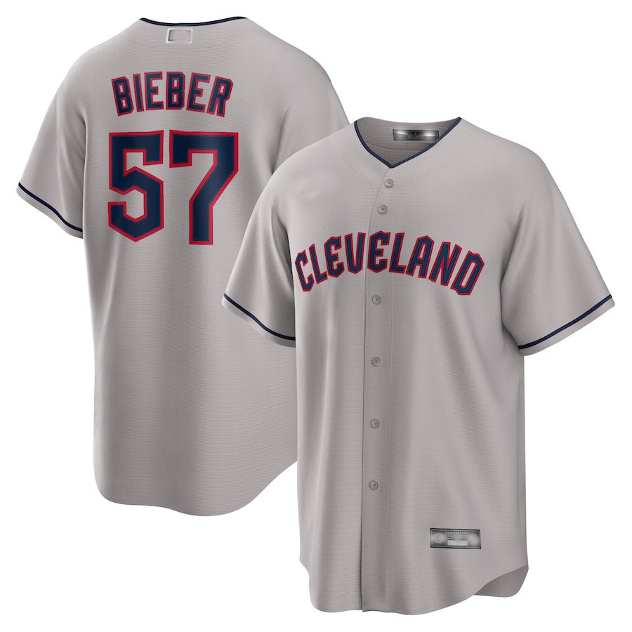 Cleveland Guardians #57 Shane Bieber Gray Road Replica Player Jersey Baseball Jerseys baseball jersey product view 1