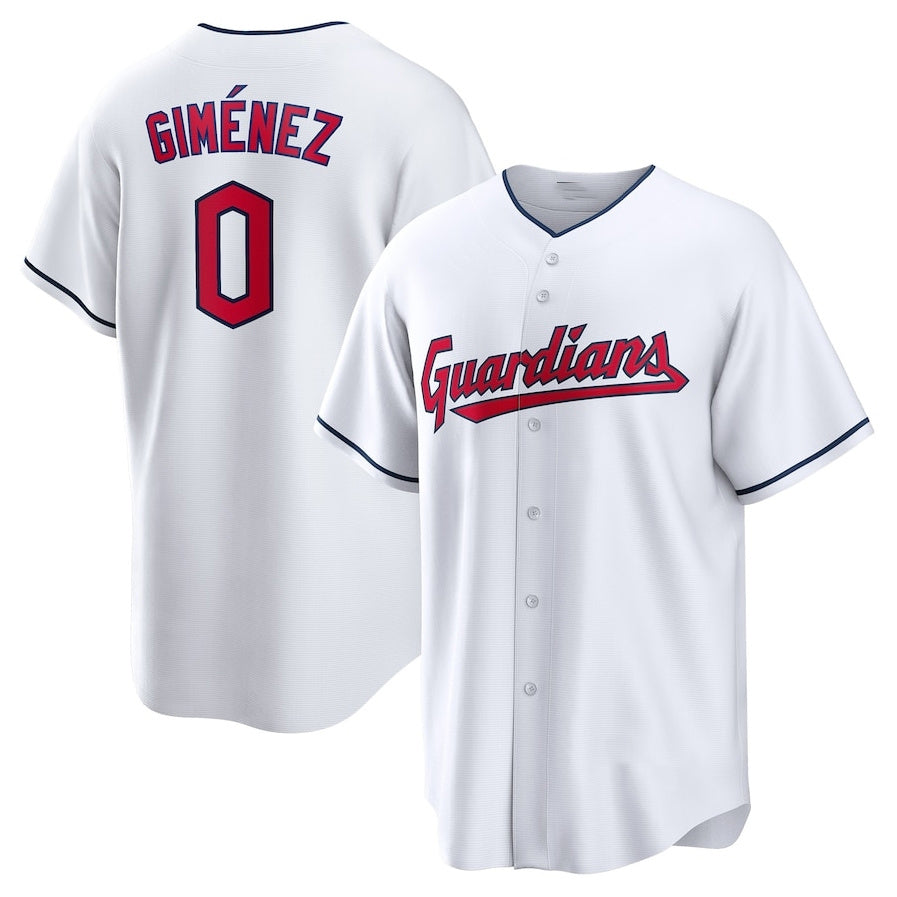 Cleveland Guardians #0 Andr¨¦s Gim¨¦nez Home Replica Player Jersey - White Stitched Baseball Jersey baseball jersey product view 1
