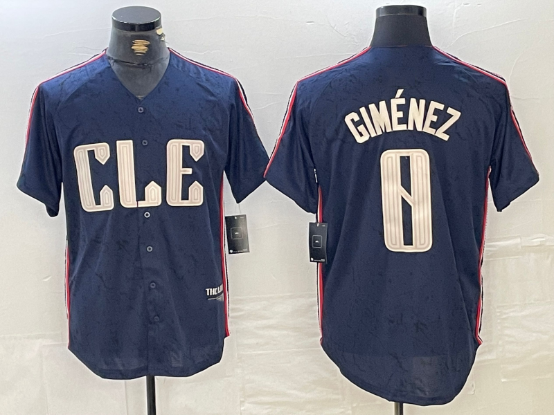 Cleveland Guardians #0 Andres Gimenez Navy 2024 City Connect Limited Stitched Baseball Jerseys baseball jersey product view 1