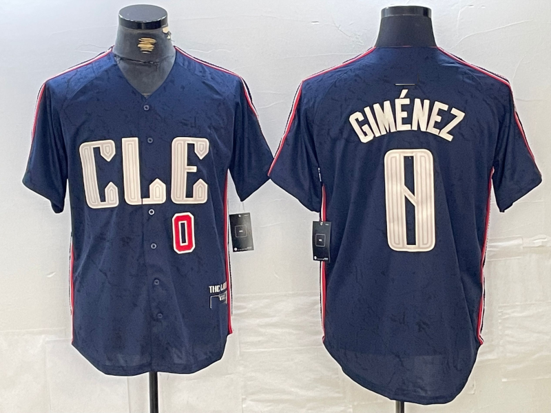 Cleveland Guardians #0 Andres Gimenez Navy 2024 City Connect Limited Stitched Baseball Jerseys baseball jersey product view 1