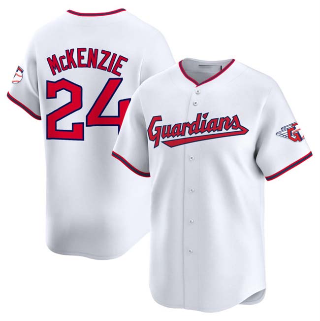 Cleveland Guardians #24 Triston McKenzie White Home Limited Stitched Baseball Jersey baseball jersey product view 1