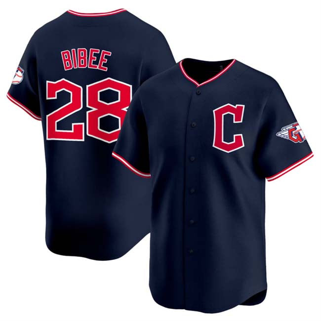 Cleveland Guardians #28 Tanner Bibee Navy 2025 Alternate Limited Stitched Baseball Jersey baseball jersey product view 1