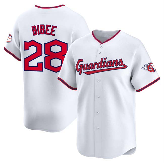 Cleveland Guardians #28 Tanner Bibee White Home Limited Stitched Baseball Jersey baseball jersey product view 1