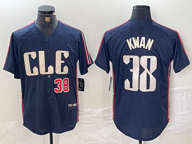 Cleveland Guardians #38 Steven Kwan Number Navy 2024 City Connect Limited Stitched Baseball Jerseys baseball jersey product view 1