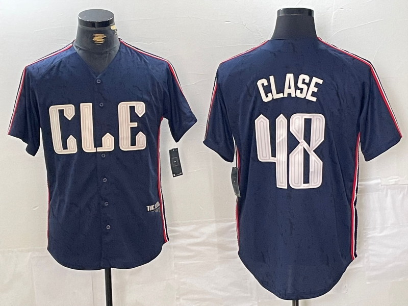 Cleveland Guardians #48 Emmanuel Clase Navy 2024 City Connect Limited Stitched Baseball Jerseys baseball jersey product view 1