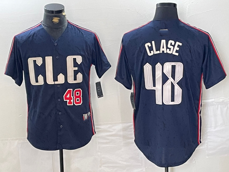 Cleveland Guardians #48 Emmanuel Clase Number Navy 2024 City Connect Limited Stitched Baseball Jerseys baseball jersey product view 1